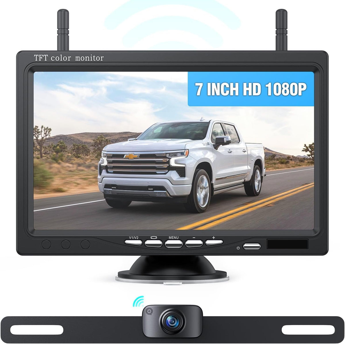 eRapta Wireless Backup Recorder 1080P HD 7 inch Screen IP69 Waterproof IR Dark Vision for RV/Trailer/Truck/Van AWT7