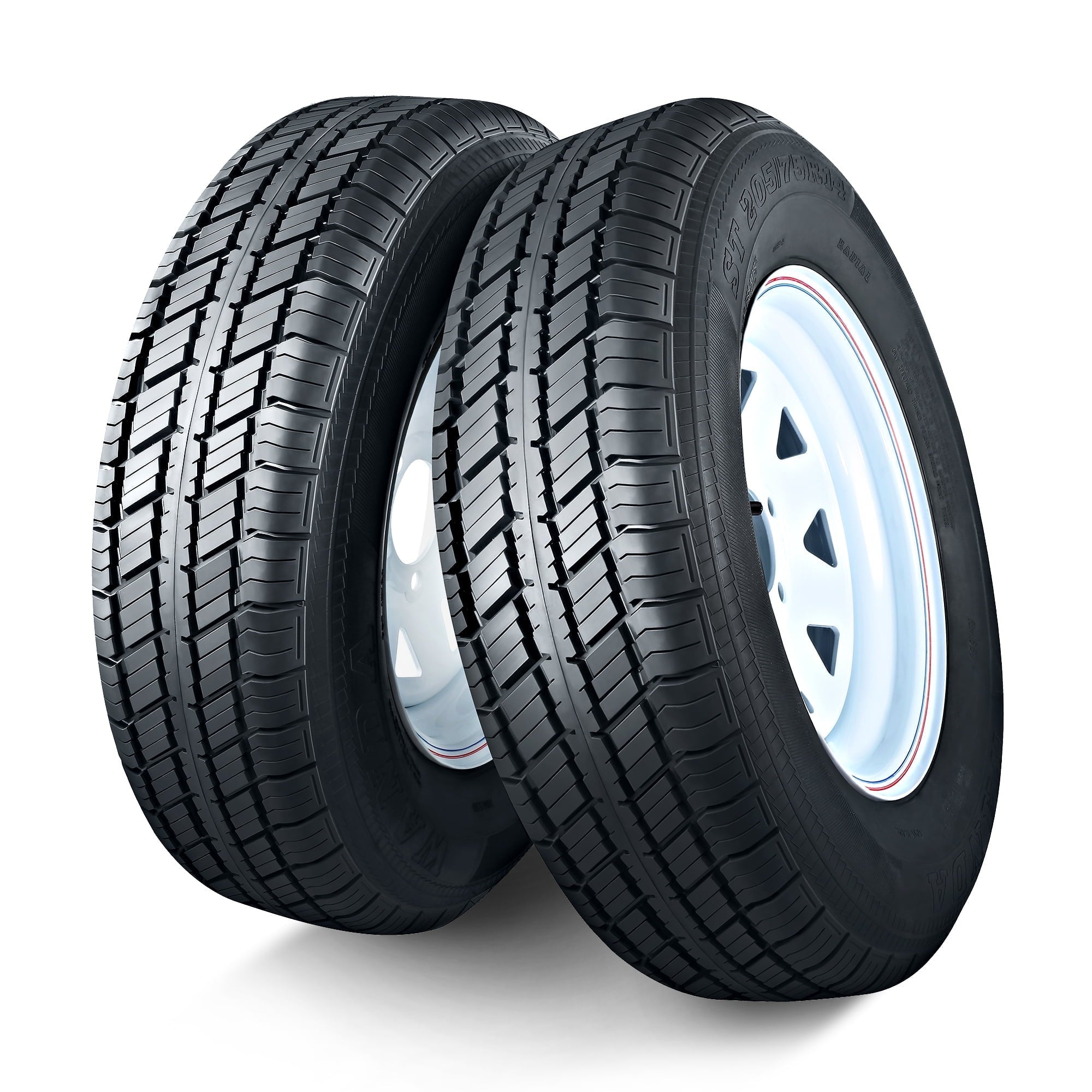 DNA Motoring ST-WH-0001-X2 For Trailer 5 X 114.3 Bolt Rim ST205 / 75R14 6PR Load Range Lens of 14 Tire Pair