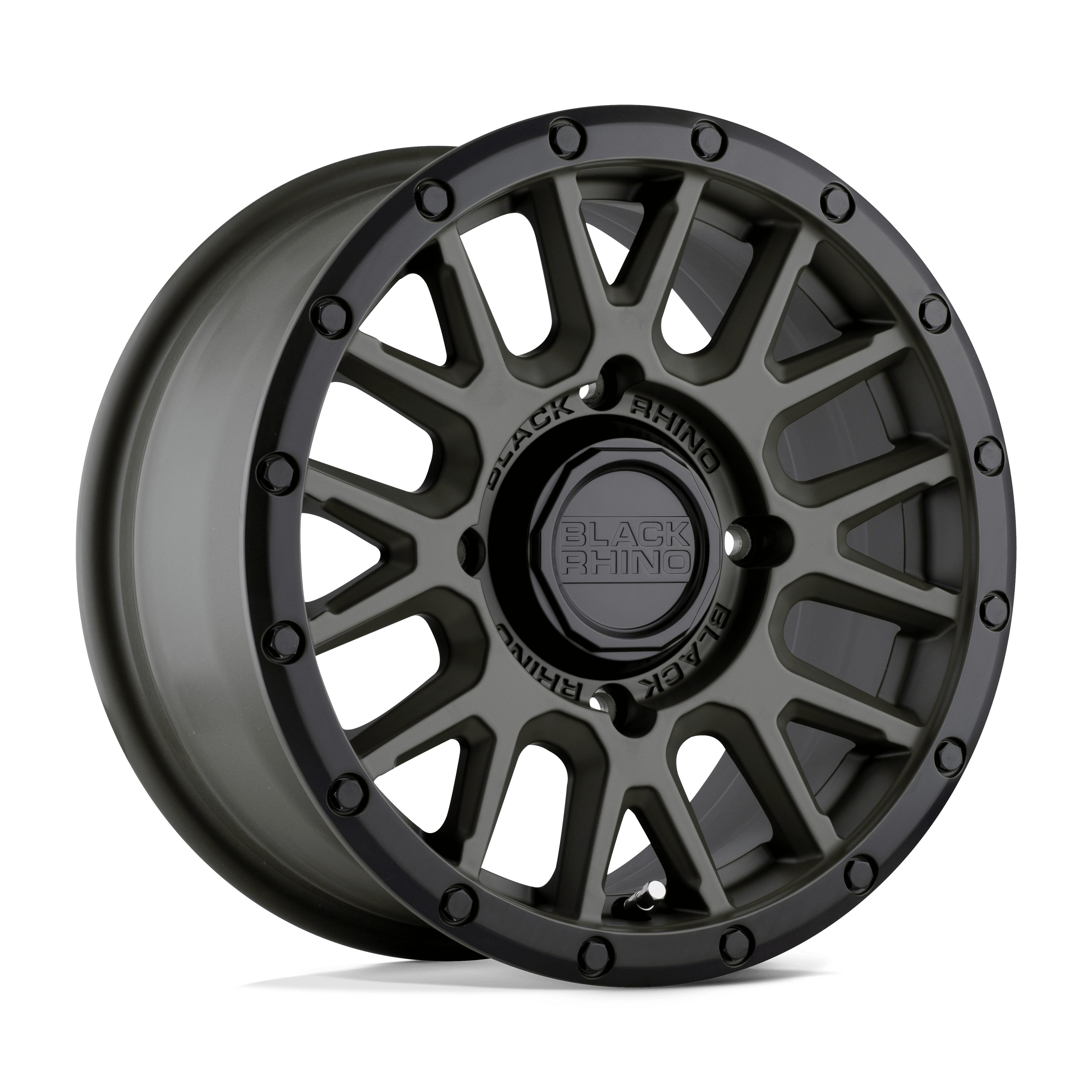Black Rhino Powersports Cast Aluminum Rim BLLPZ 15X7 4X110 OD-GRN-BLK-LP 36MM, 1570LPZ364110N80