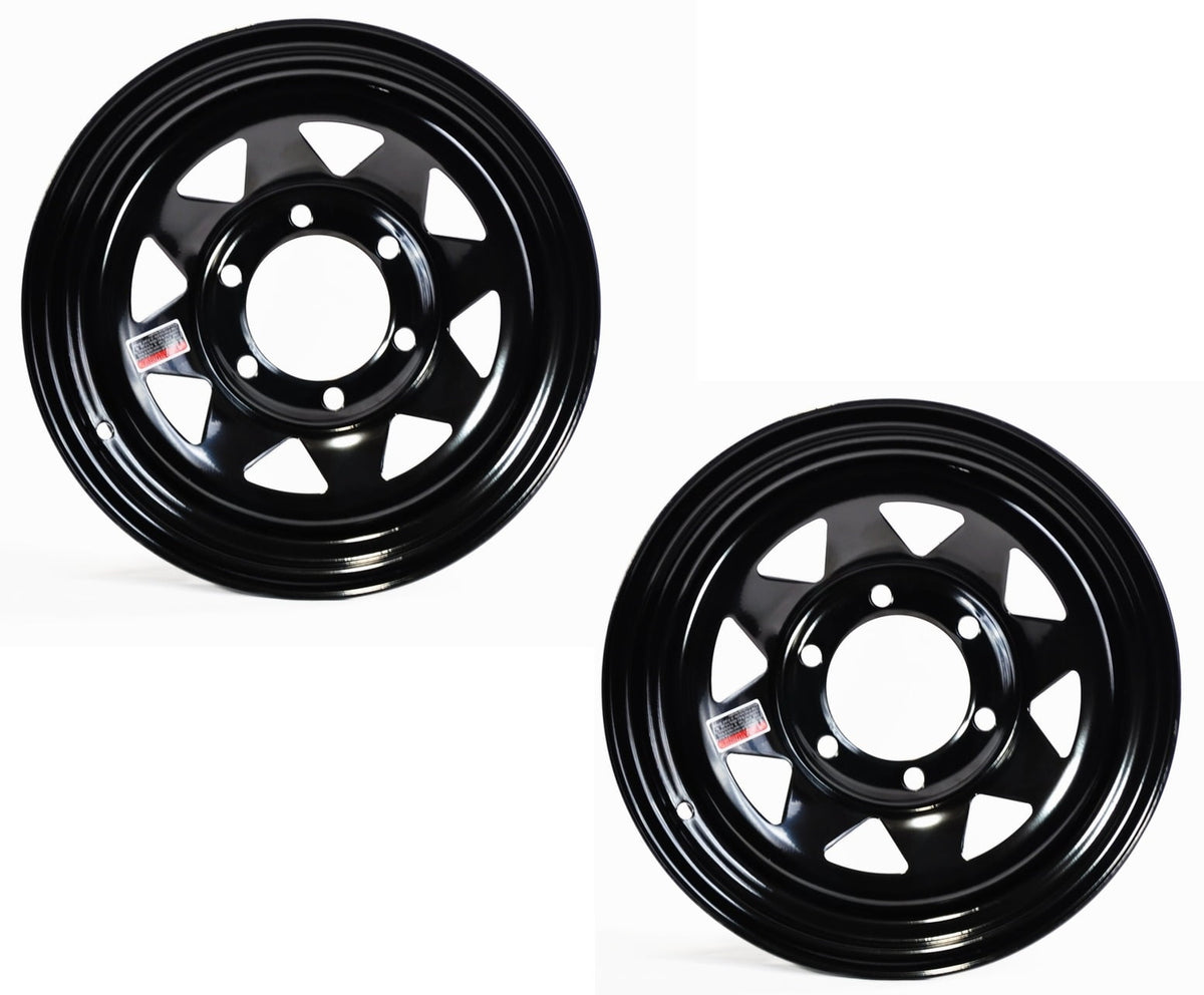 2-Pack Trailer Rim Wheel 15X6 6-5.5 Black Spoke 2830 Lb. 4.27 Center Bore