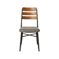 Modern Metal and Wood Dining Chair with Cushioned Seat