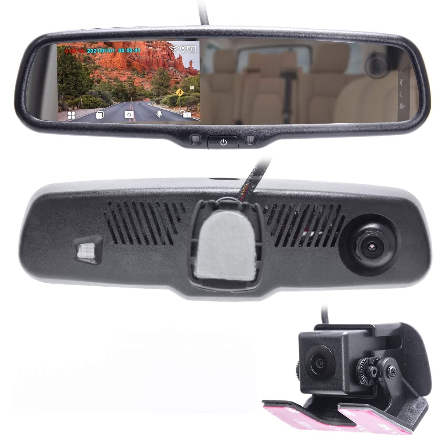 Master Tailgaters Universal 4 LCD Back Sight Mirror with Dual Lens HD DVR + Backup Camcorder - Universal Fit for Enhanced Vehicle Security and Safety