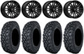 MSA Black Rogue 14 UTV Wheels 27 Klever X/T Tires Kawasaki Teryx Mule