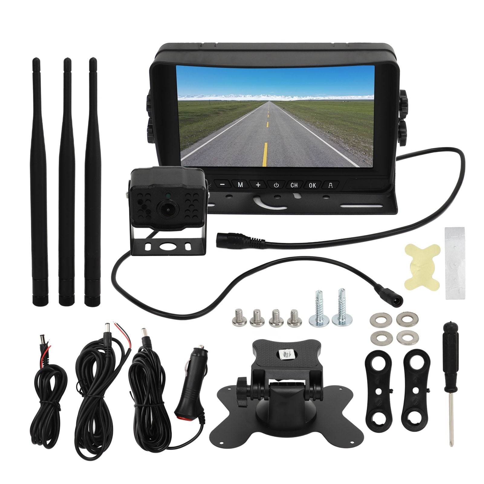 7in Wireless Backup Camcorder Kit IPS LCD Screen Real Time Recording Reversing Recorder for Truck Trailer RV Camper Van