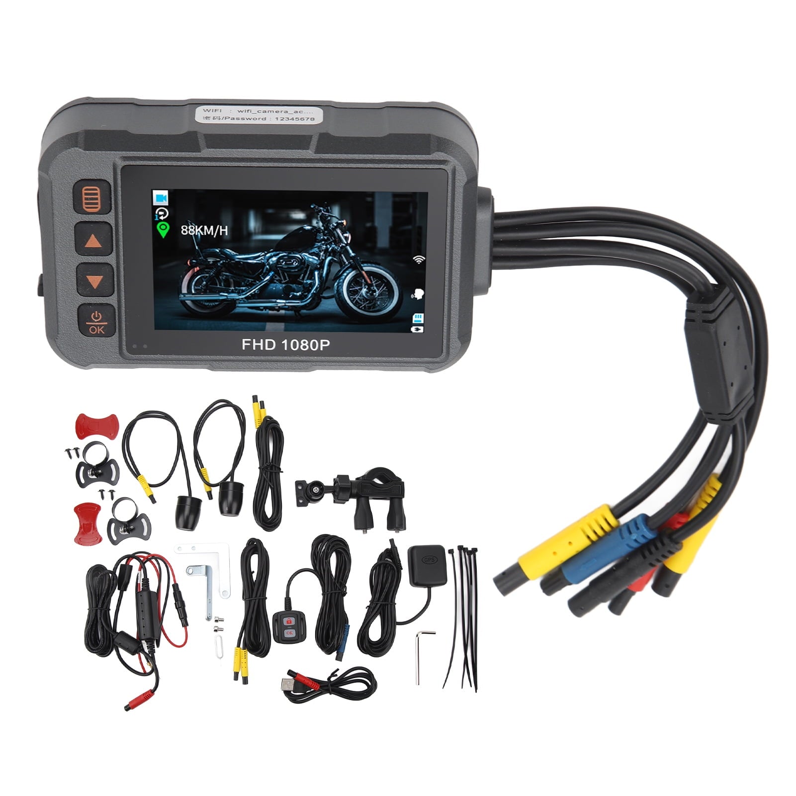 Magnetic Waterproof Motorcycle , 3-Inch Clear Video Recording, Parking Screen for UTV ATV Golf Carts, Durable Driving Recorder with Wide-Angle Optics and Low light Vision