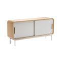 Modern Minimalist Sliding Door Cabinet with Wood and Glass Design
