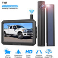 Auto-Vox Solar Wireless Backup Lens for Campervans, 2 Channel Wireless License Plate Back Up Behind Sight Lens with Solar Panel for Trucks Trailers (TW1)