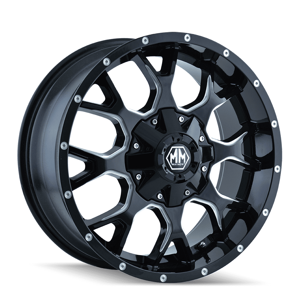 Mayhem Warrior-8015 17X7.5 5X108/5X114.3 40Et 72.62Cb Black W/Milled Spokes