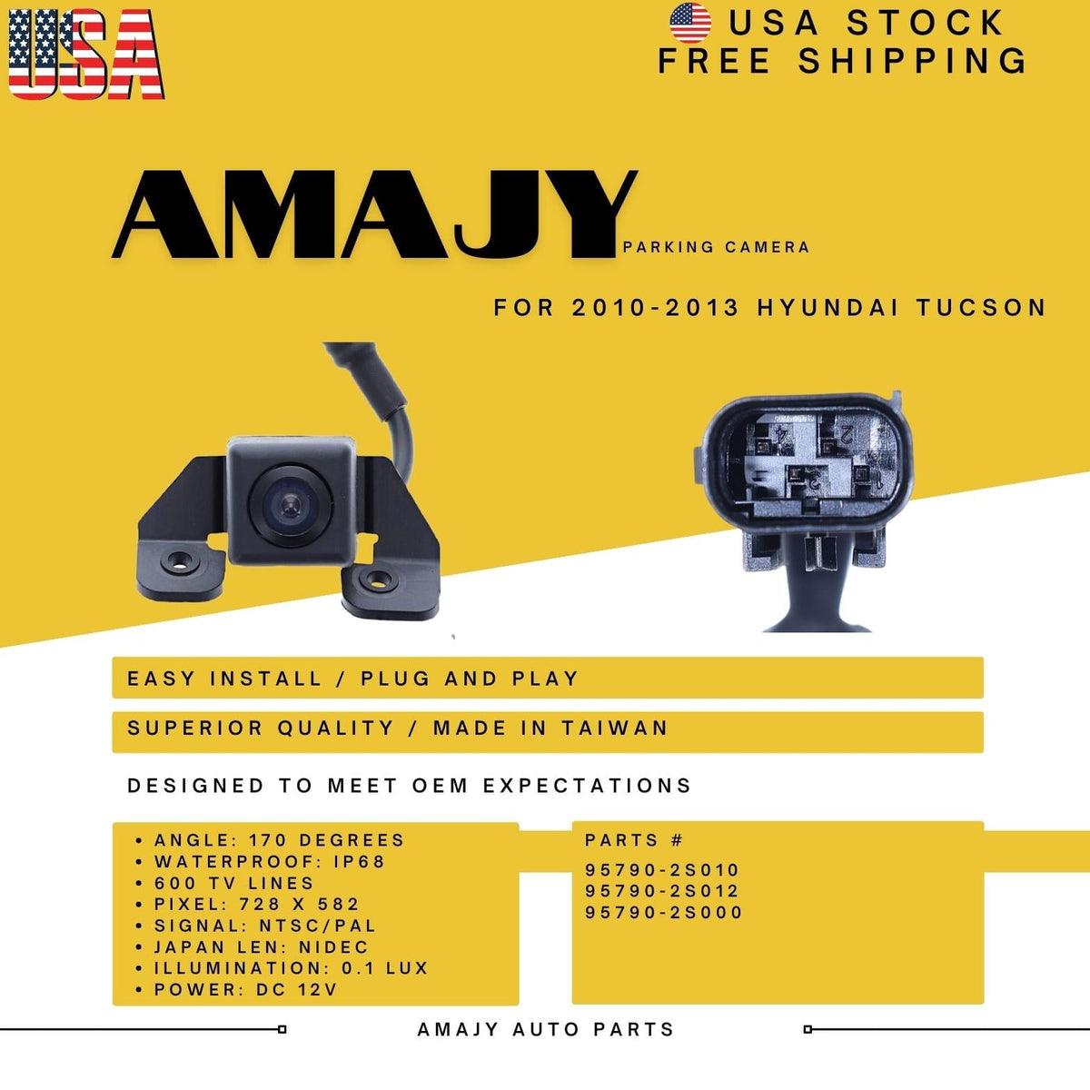 Backup Camcorder Replaces for 10-13 Hyundai Tucson 95790-2S010 95790-2S012 95790-2S000