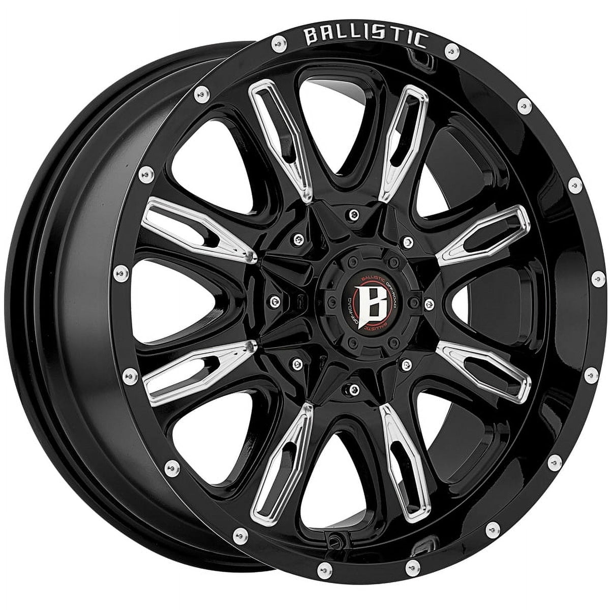 20 Gloss Black With Natural Accents 953 Scythe Wheel by Ballistic Wheels 953290267-12GBX