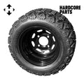 Hardcore Parts 10 Black Steel Golf Cart Wheels and 18 x9 -10 DOT rated All-Terrain tires - Set of 4