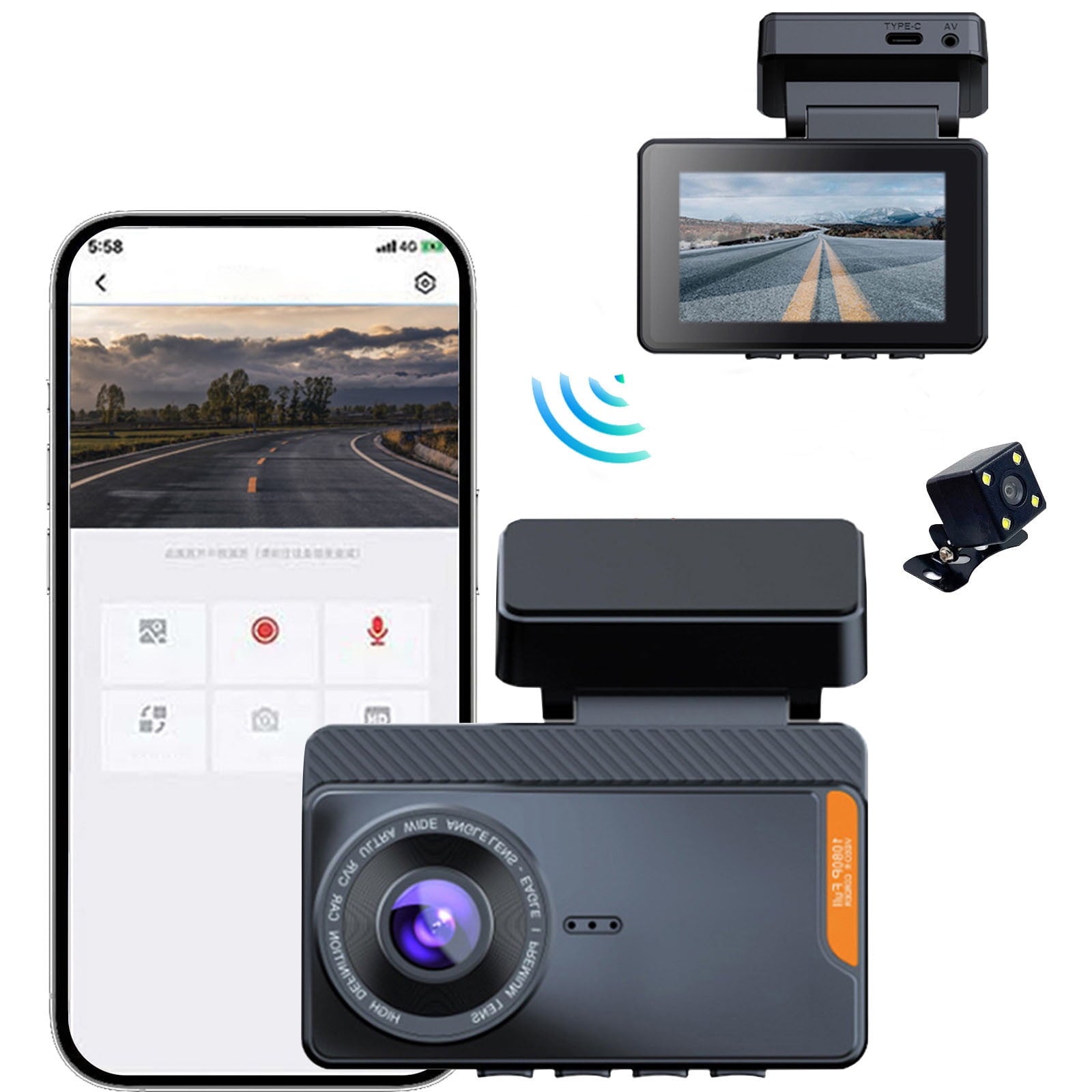 Today Lightning Deals of Foreign Trade Vehicle Mounted 3-inch Clear Front And Behind Camcorder Loop Recording Mobile WIFI Interconnection Dark Vision Driving Recorder