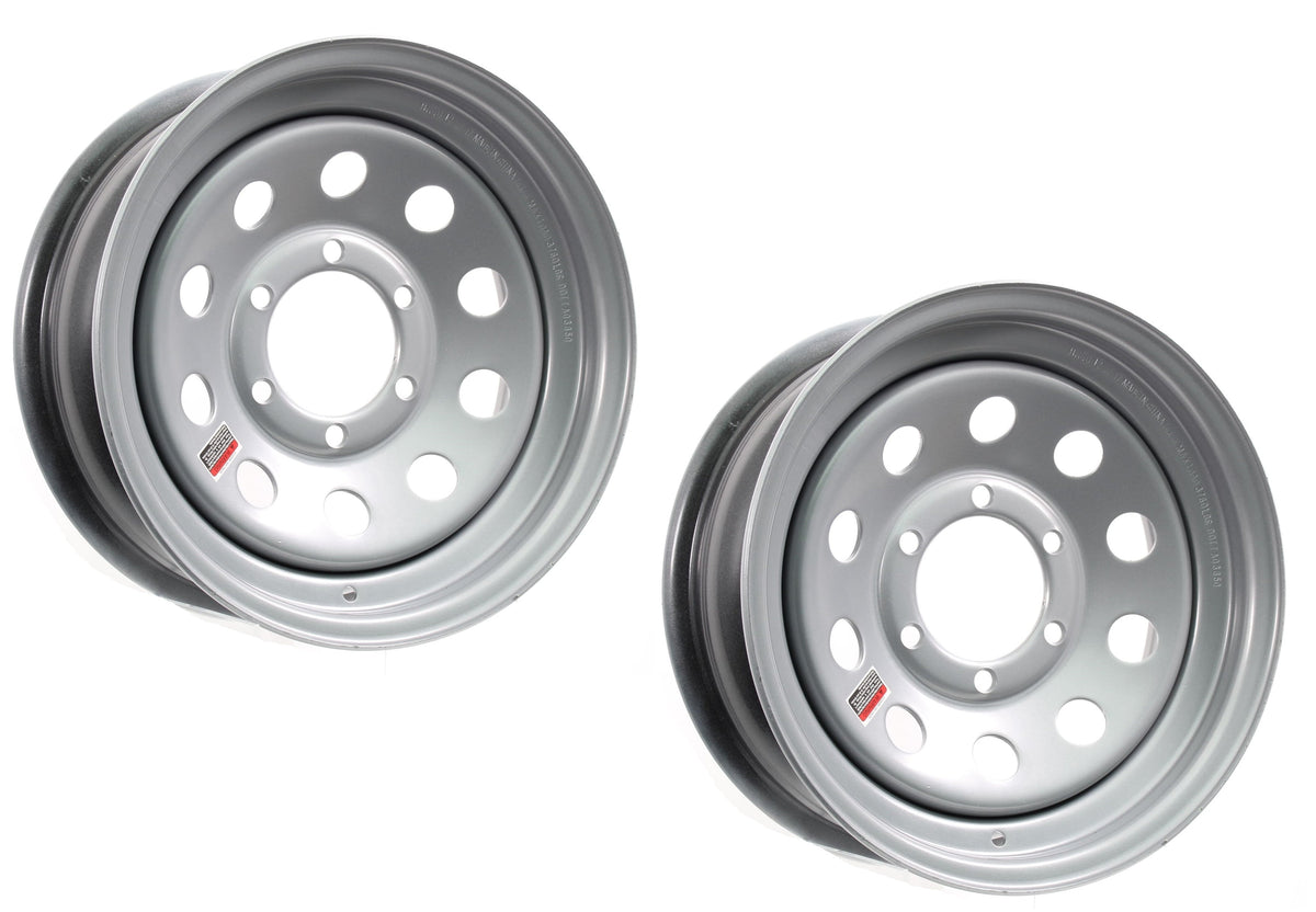 2-Pack Trailer Wheel Rim 16x6 16 x 6 in. 6 Hole 5.5 in. Center Modular Silver