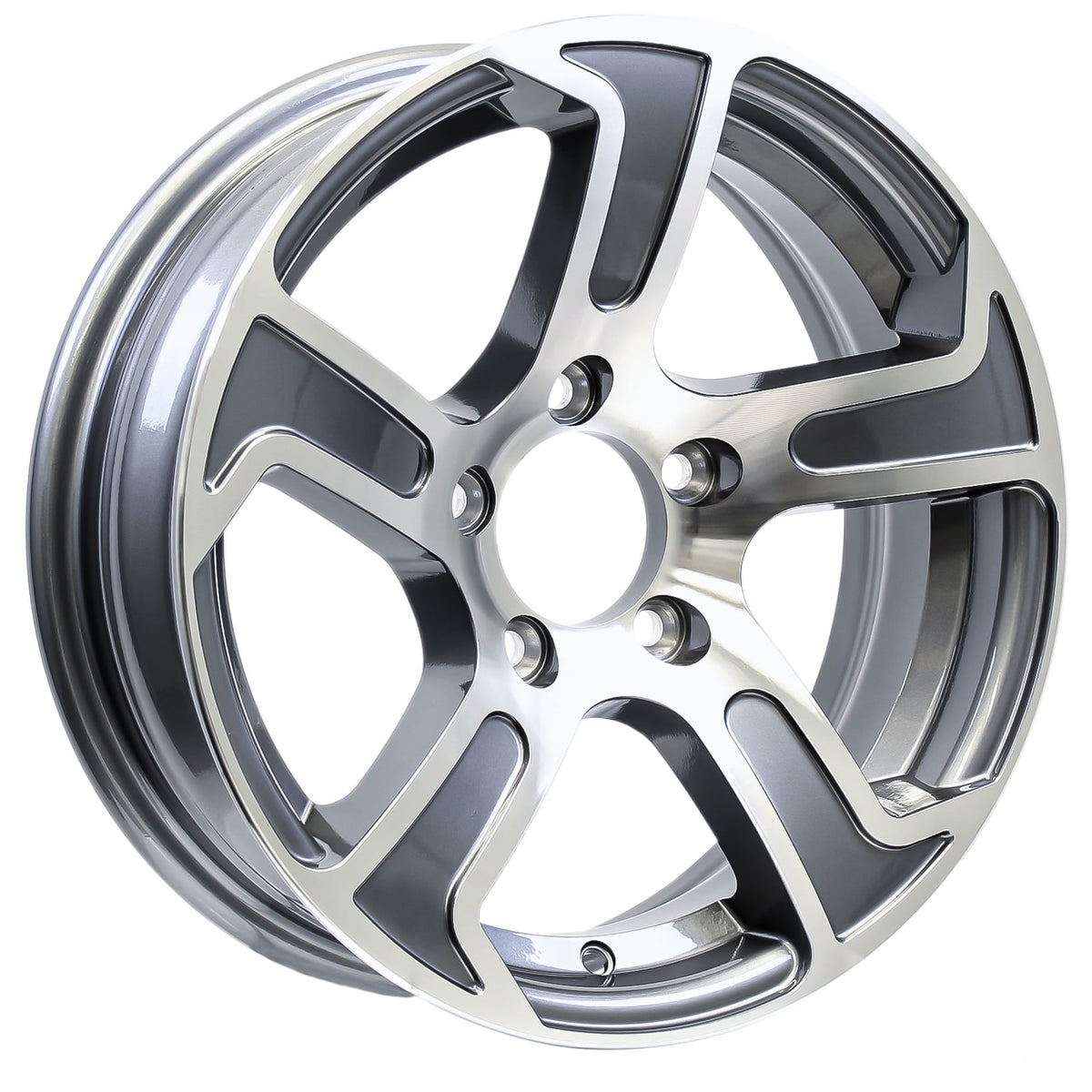 2-Pack Aluminum Trailer Wheels 14X5.5 14 X 5.5 5 Lug 4.5 Center Summit Gun Metal