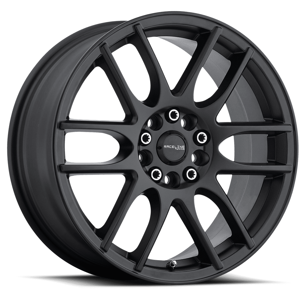 Raceline 141B-Mystique 18 Cast Aluminum Wheel, MYSTIQUE BLACK 18X7.5 5X100/5X114.3 +42mm Fits select: 2012-2016 HONDA CIVIC LX, 2020-2023 TOYOTA COROLLA Optics