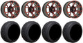 GTW Spyder 14 Golf Cart Wheels Red 205x30 Cruze Tires E-Z-GO & Club Vehicle