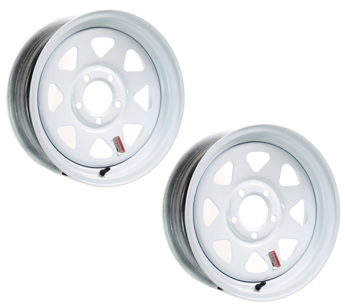 2-Pack eCustomrim Trailer Wheel White Rim 15 x 5 Spoke Style 5 Lug Display 4.5 in.